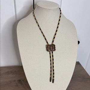 Vintage Bolo Lariat Necklace with bronze slider